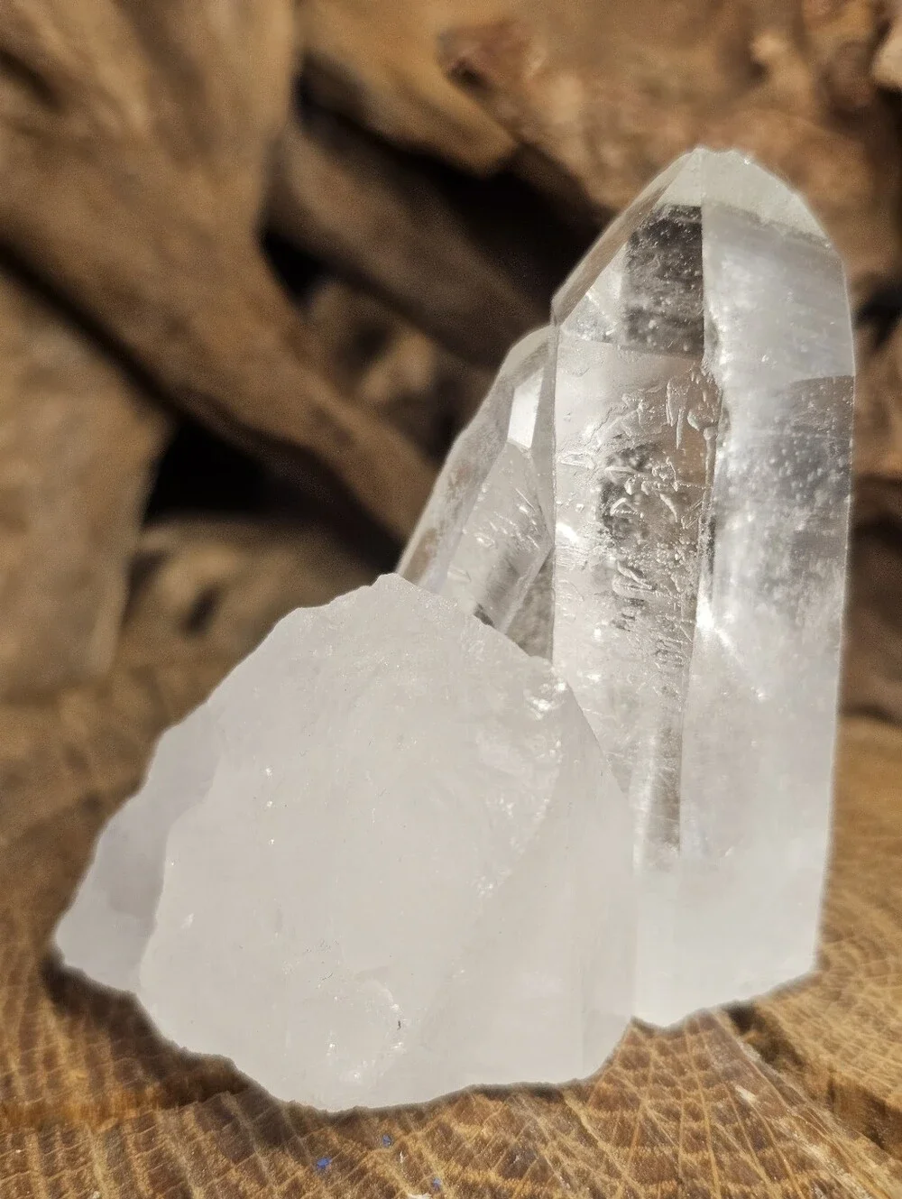 Rare Brazilian Rainbowy Clear Quartz Crystal Cluster - Translucent White Crystal